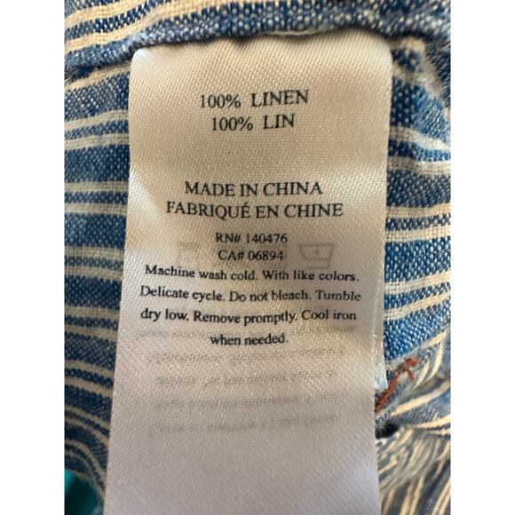 Faherty Linen Mechanic Overall Jumper in Railroad Stripe Size Small - Picture 12 of 14